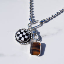 Load image into Gallery viewer, Agate &amp; Checkered Charm Necklace