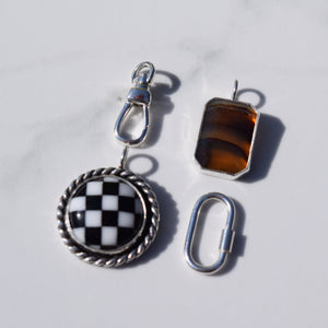 Agate & Checkered Charm Necklace