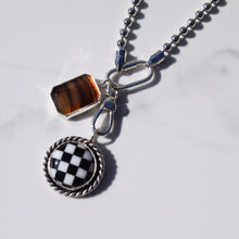 Load image into Gallery viewer, Agate &amp; Checkered Charm Necklace